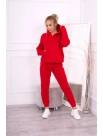 Souprava s fleecovou podšívkou a zavazováním na lemu červená