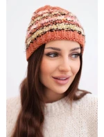 Dámská zimní čepice s barevným vláknem a elastickým stahováním K352 rudá