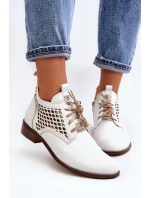 Zazoo 2878 Nízké Kožené Dámské Bílé Botky