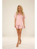 Pyžamo De Lafense 762 Cordelia kr/sr S-2XL rozepínací Pyžamo De Lafense 762 Cordelia kr/sr S-2XL rozepínací