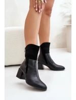 Zateplené dámské boty na podpatku černé Relabina