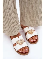 Dámské sandály na plochém podpatku se zlatou ozdobou bílé Karinma