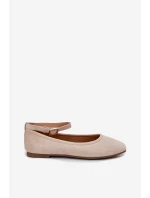 Eko Semišové Baletky S Páskem A Přezkou Béžové Deomira