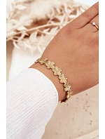 Dámský náramek ze nerezové oceli s květinami zlatá