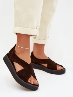 Dámské sandály Zazoo 3196 z přírodního semiše Čokoládové