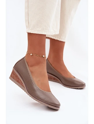 Dámské polobotky na platformě Vinceza 58629 tmavě béžové
