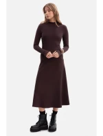 B299 Žebrované midi šaty s asymetrickým pasem - tmavě čokoládové B299 Žebrované midi šaty s asymetrickým pasem - tmavě čokoládové