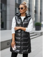 Dámská prošívaná vesta s kapucí tmavě šedá FashionStreet TY5338