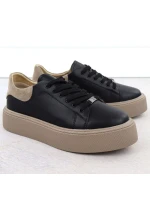 Dámské kožené sportovní polobotky na platformě černé Filippo DP6119