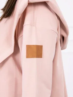 Dlouhý kabát s kapucí tmavě pudrově růžový