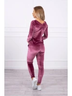 Velurová souprava se záhybem na zadní straně tmavě růžová