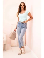 Dámská klasická bavlněná blůza s krátkým rukávem modrá