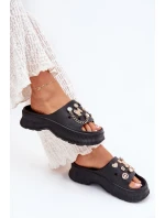 Pěnové Dámské Sandały Se Zlatými Doplňky Černé Hortiana Pěnové Dámské Sandały Se Zlatými Doplňky Černé Hortiana