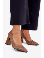 Dámské Lodičky Na Podpatku S Dekorativním Vytlačením Vinceza 62254 Hnědé