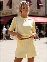 Bavlněný dámský komplet s kraťasy Polský výrobek žlutá FashionStreet AY1170