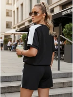 Dámský viskózový komplet s motýlem a šortkami černý FashionStreet AY1183