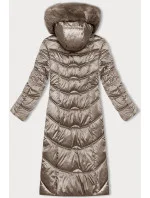Béžová dlouhá dámská zimní bunda s kapucí S'west (B8198-12)