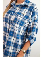 Dámská kostkovaná bavlněná košile s efektem obnošení chabrová Dámská kostkovaná bavlněná košile s efektem obnošení chabrová