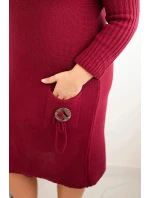 Dámská pletená sukýnka Plus Size s mohairovým oversize s kapsou bordová