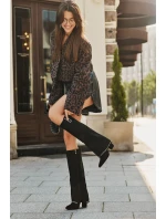 Dámské Kozačky S Otočeným Zvrškem Na Podpatku Černé Kaithena