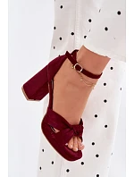 Dámské sandály na podpatku z imitace semiše bordové Rosetta