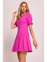 M842 Džínové šaty se záhyby - růžové M842 Džínové šaty se záhyby - růžové