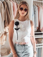 PETITO white FashionStreet RY2730 dámské květované tričko bez ramínek