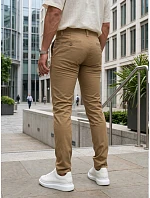 Pánské vypasované kalhoty chinos béžové FashionStreet UX4499
