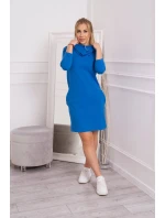 Šaty s kapucí a kapsami chrpově modré Šaty s kapucí a kapsami chrpově modré