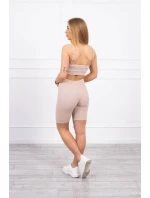 Souprava s kalhotami s vysokým pasem béžové barvy Souprava s kalhotami s vysokým pasem béžové barvy