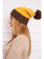 Milano fleecová čepice K203 žlutá+mocca