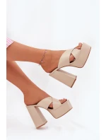 Dámské Klapky Na Platformě A Podpatku Béžové Lenobos