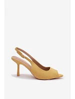 Dámské sandály na podpatku Eko semiš žluté Sevina