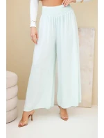 Dámské viskózové kalhoty s elastickým pasem mátové