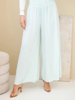 Dámské viskózové kalhoty s elastickým pasem mátové