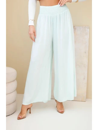 Dámské viskózové kalhoty s elastickým pasem mátové