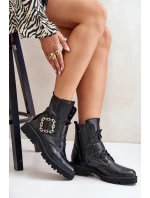 Lakované Botky S Dekorativní Přezkou Černé Zazoo