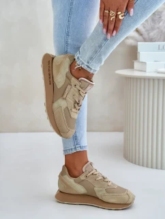 Kožené Dámské Tenisky Big Star Hi-Poly System Béžové