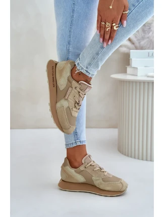 Kožené Dámské Tenisky Big Star Hi-Poly System Béžové Kožené Dámské Tenisky Big Star Hi-Poly System Béžové