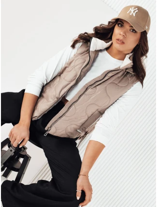 Dámská prošívaná vesta TREOS béžová FashionStreet TY4216