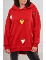 Zateplená mikina s jahodovým motivem červený