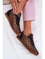 Dámské Kožené Sportovní Boty S Leopardím Vzorem Laura 2935 Hnědé