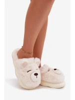 Kožešinové pantofle s motivem medvěda bílé Galine