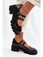 Lakované dámské polobotky na podpatku s pásky Kamira