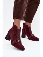 Dámské semišové botky na podpatku Artiker – bordó