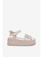 Dámské Kožené Sandály Na Platformě Béžové CheBello 4701