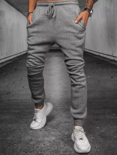 Světle šedé pánské kalhoty FashionStreet UX3890