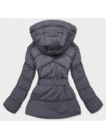 Tmavě šedá dámská prošívaná bunda s opaskem pro přechodné období (23060-5) Tmavě šedá dámská prošívaná bunda s opaskem pro přechodné období (23060-5)