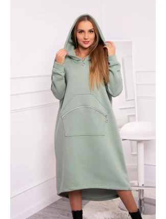 Zateplené šaty s kapucí tmavě mátové Zateplené šaty s kapucí tmavě mátové