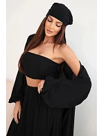 Dámský viskózový 4dílný komplet v boho stylu černý